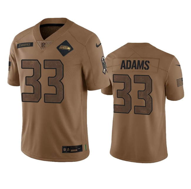 Personalized Men’s Seattle Seahawks #33 Jamal Adams 2023 Brown Salute To Service Limited Stitched Football Jersey