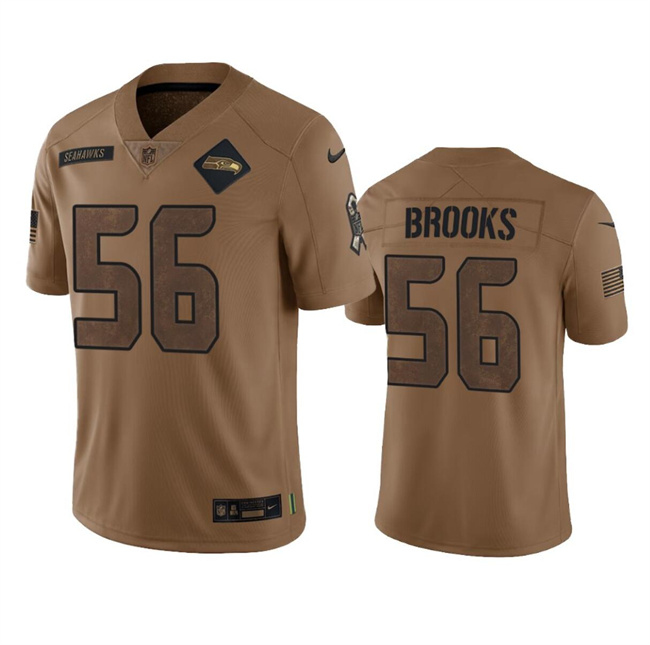 Personalized Men’s Seattle Seahawks #56 Jordyn Brooks 2023 Brown Salute To Service Limited Stitched Football Jersey