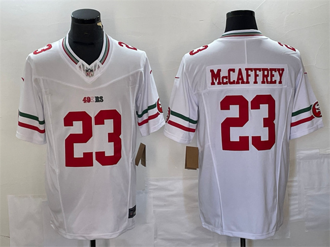 Personalized Men’s San Francisco 49ers #23 Christian McCaffrey White 2023 F.U.S.E. Untouchable Limited Stitched Football Jersey