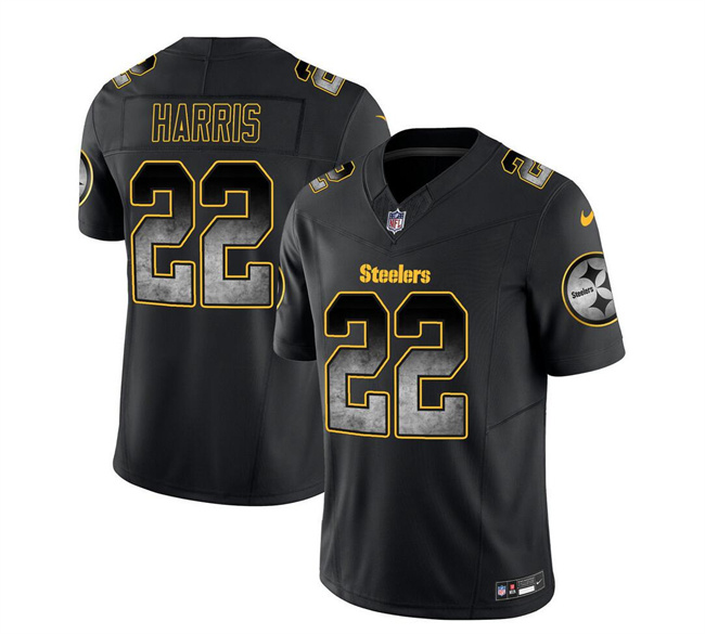 Personalized Men’s Pittsburgh Steelers #22 Najee Harris Black 2023 F.U.S.E. Smoke Untouchable Limited Stitched Jersey