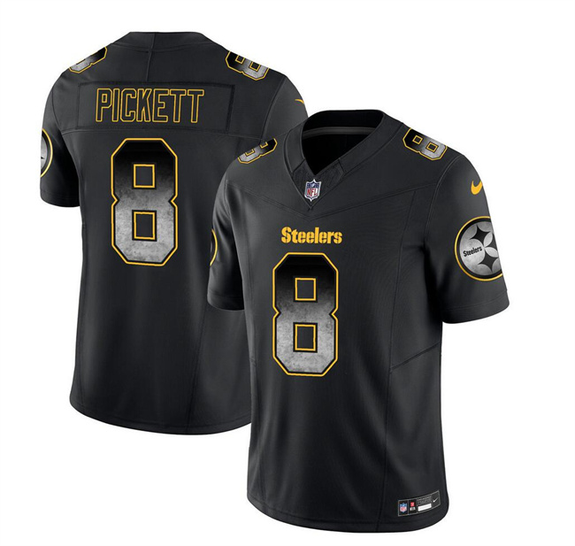 Personalized Men’s Pittsburgh Steelers #8 Kenny Pickett Black 2023 F.U.S.E. Smoke Untouchable Limited Stitched Jersey