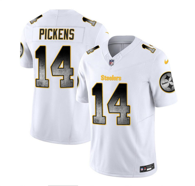 Personalized Men’s Pittsburgh Steelers #14 George Pickens White 2023 F.U.S.E. Smoke Untouchable Limited Stitched Jersey