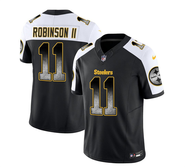 Personalized Men’s Pittsburgh Steelers #11 Allen Robinson II Black White 2023 F.U.S.E. Untouchable Limited Stitched Jersey