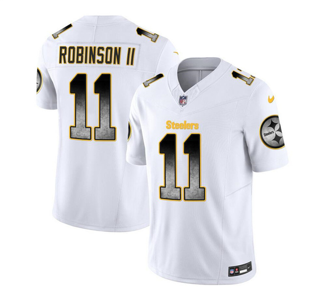 Personalized Men’s Pittsburgh Steelers #11 Allen Robinson II White 2023 F.U.S.E. Smoke Untouchable Limited Stitched Jersey