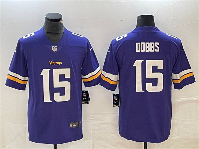 Personalized Men’s Minnesota Vikings #15 Josh Dobbs Purple Untouchable Limited Stitched JerseyS