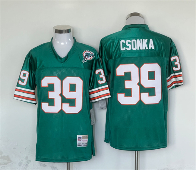 Personalized Men’s Miami Dolphins #39 Larry Csonka Aqua 1972 Stitched Game Football Jersey