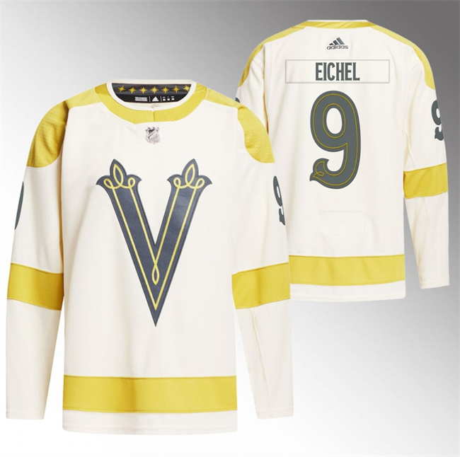 Personalized Men’s Vegas Golden Knights #9 Jack Eichel Cream 2024 Winter Classic Breakaway Stitched Jersey
