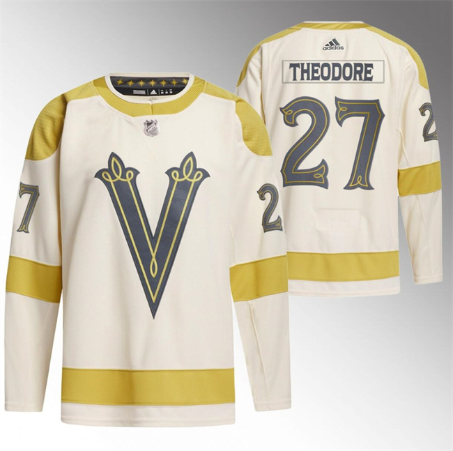 Personalized Men’s Vegas Golden Knights #27 Shea Theodore Cream 2024 Winter Classic Breakaway Stitched Jersey