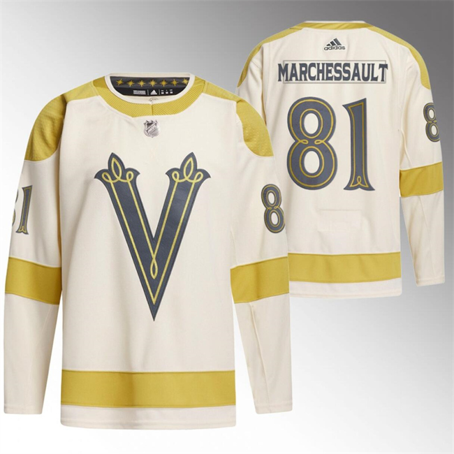 Personalized Men’s Vegas Golden Knights #81 Jonathan Marchessault Cream 2024 Winter Classic Breakaway Stitched Jersey