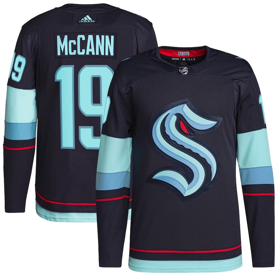 Personalized Men’s Seattle Kraken Jared #19 McCann Deep Sea Blue NHL Jersey