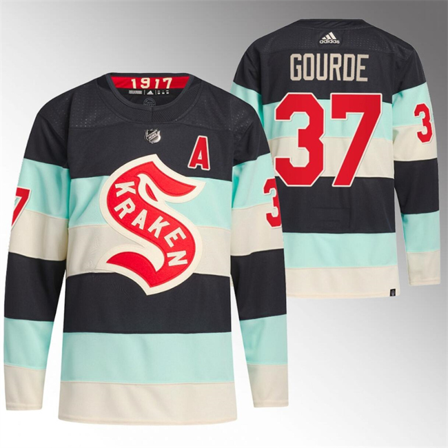 Personalized Men’s Seattle Kraken #37 Yanni Gourde 2024 Deep Sea Blue Winter Classic Stitched Jersey