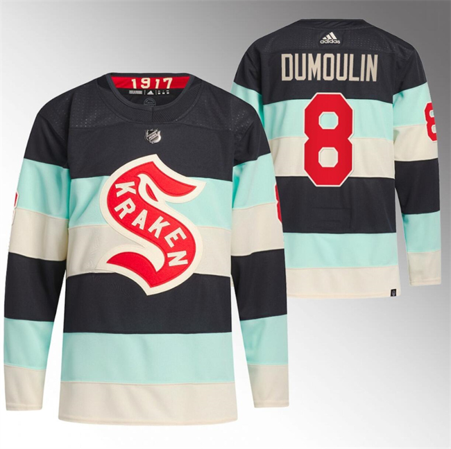 Personalized Men’s Seattle Kraken #8 Brian Dumoulin 2024 Deep Sea Blue Winter Classic Stitched Jersey