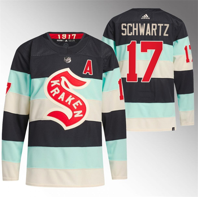 Personalized Men’s Seattle Kraken #17 Jaden Schwartz 2024 Deep Sea Blue Winter Classic Stitched Jersey