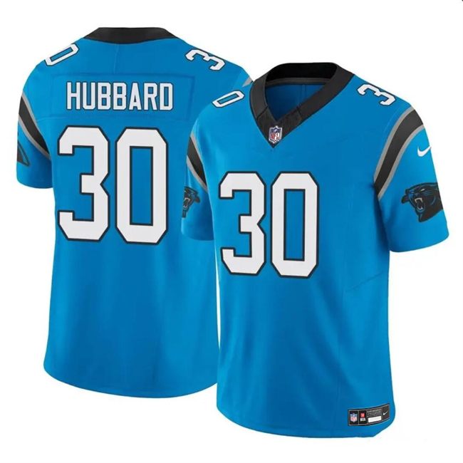 Personalized Women’s Carolina Panthers #30 Chuba Hubbard Blue Stitched Jersey(Run Small)