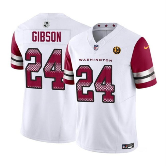 Personalized Men’s Washington Commanders #24 Antonio Gibson White 2023 F.U.S.E. With John Madden Patch Limited Stitched Football Jersey