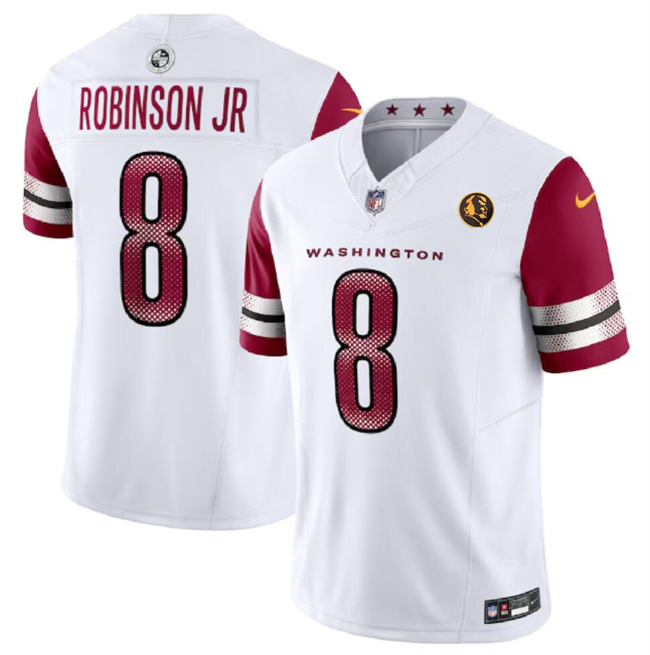 Personalized Men’s Washington Commanders #8 Brian Robinson Jr. White 2023 F.U.S.E. With John Madden Patch Limited Stitched Football Jersey