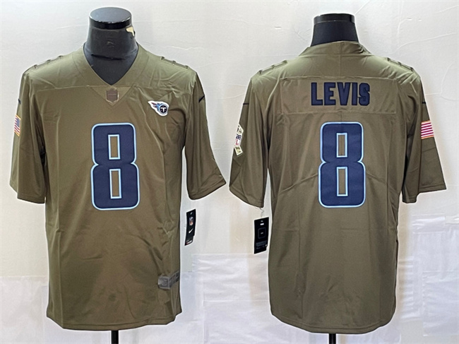 Personalized Men’s Tennessee Titans #8 Will Levis Olive 2017 Salute To Service Limited Stitched Jersey