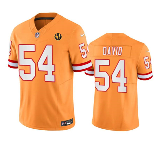 Personalized Men’s Tampa Bay Buccaneers #54 Lavonte David Orange 2023 F.U.S.E. Throwback With John Madden Patch Limited Stitched Football Jersey