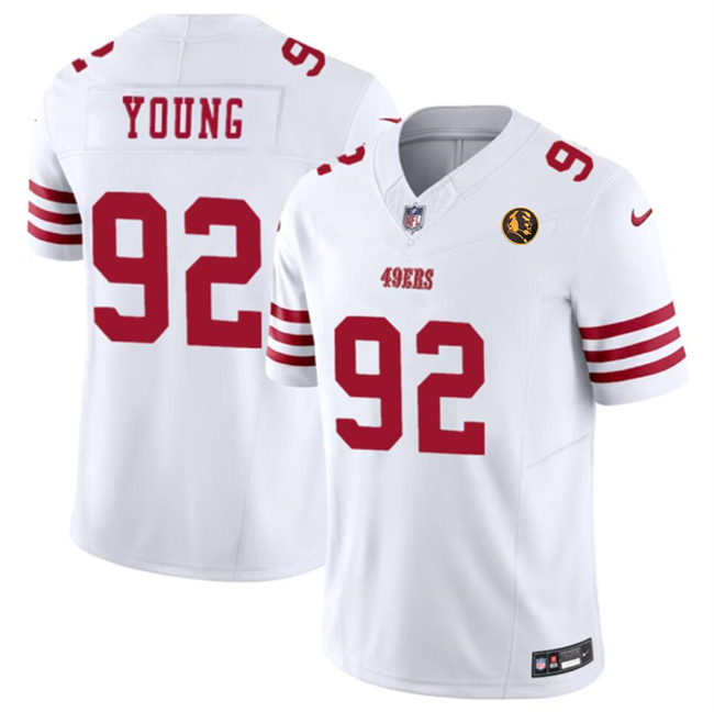 Personalized Men’s San Francisco 49ers #92 Chase Young White 2023 F.U.S.E. With John Madden Patch Limited Stitched Football Jersey