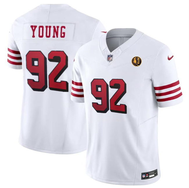 Personalized Men’s San Francisco 49ers #92 Chase Young New White 2023 F.U.S.E. With John Madden Patch Limited Stitched Football Jersey