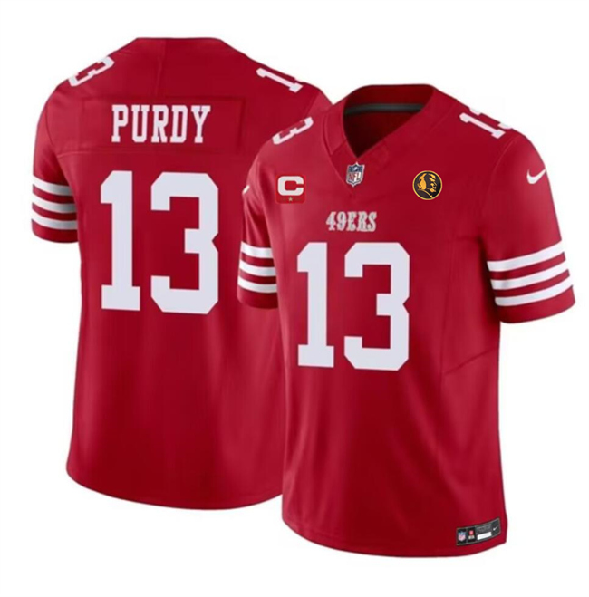 Personalized Men’s San Francisco 49ers #13 Brock Purdy Red 2023 F.U.S.E. With 1-Star C Patch And John Madden Patch Limited Stitched Football Jersey