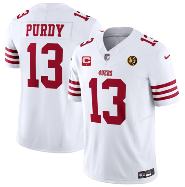 Personalized Men’s San Francisco 49ers #13 Brock Purdy White 2023 F.U.S.E. With 1-Star C Patch And John Madden Patch Limited Stitched Football Jersey