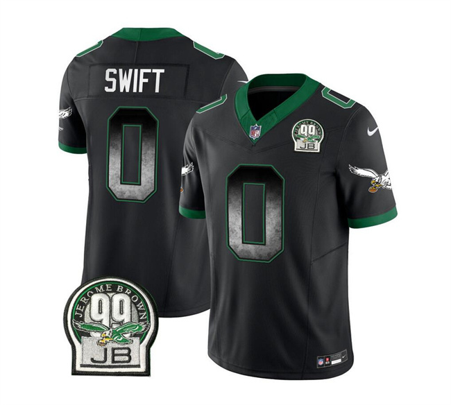 Personalized Men’s Philadelphia Eagles #0 D’Andre Swift Black 2023 F.U.S.E. Throwback Untouchable Limited Stitched Football Jersey