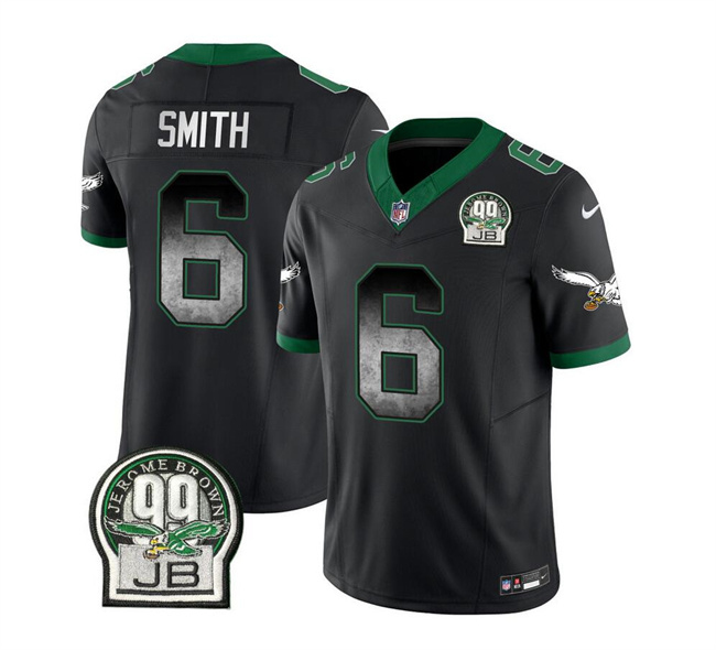 Personalized Men’s Philadelphia Eagles #6 DeVonta Smith Black 2023 F.U.S.E. Throwback Untouchable Limited Stitched Football Jersey