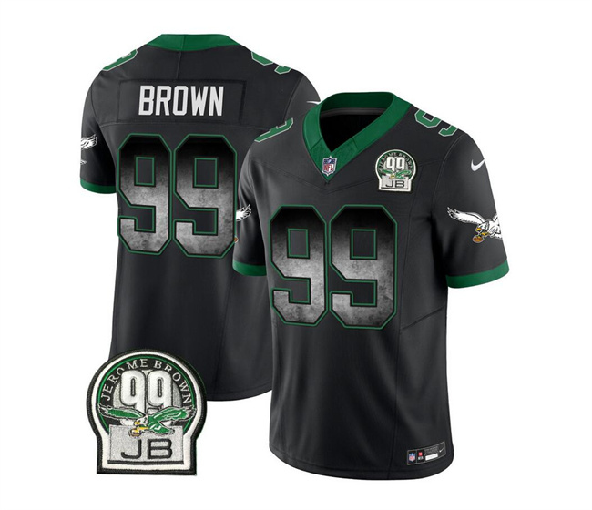 Personalized Men’s Philadelphia Eagles #99 Jerome Brown Black 2023 F.U.S.E. Throwback Untouchable Limited Stitched Football Jersey