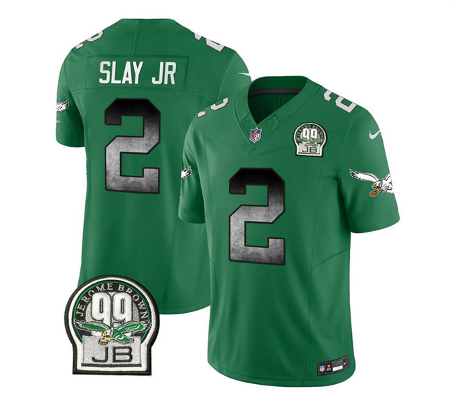 Personalized Men’s Philadelphia Eagles #2 Darius Slay JR Green 2023 F.U.S.E. Throwback Untouchable Limited Stitched Football Jersey