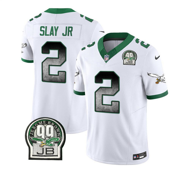 Personalized Men’s Philadelphia Eagles #2 Darius Slay JR White 2023 F.U.S.E. Throwback Untouchable Limited Stitched Football Jersey