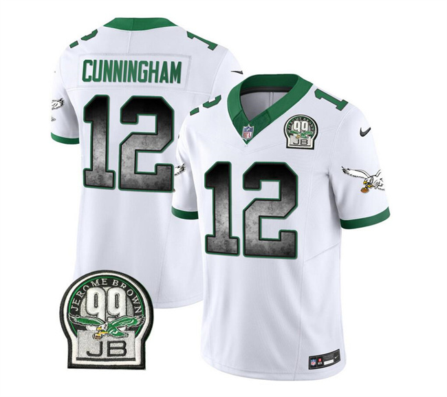 Personalized Men’s Philadelphia Eagles #12 Randall Cunningham White 2023 F.U.S.E. Throwback Untouchable Limited Stitched Football Jersey