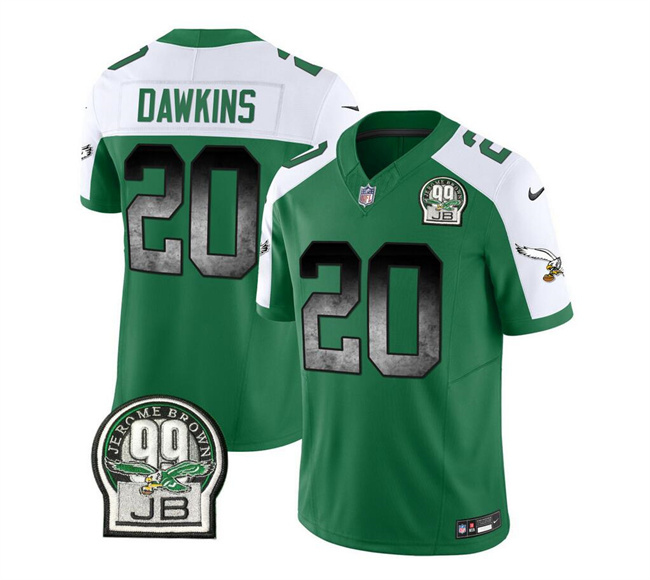 Personalized Men’s Philadelphia Eagles #20 Brian Dawkins Green White 2023 F.U.S.E. Throwback Untouchable Limited Stitched Football Jersey
