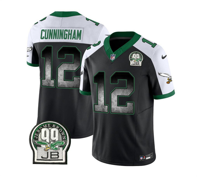 Personalized Men’s Philadelphia Eagles #12 Randall Cunningham Black White 2023 F.U.S.E. Throwback Untouchable Limited Stitched Football Jersey