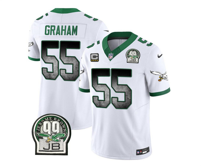 Personalized Men’s Philadelphia Eagles #55 Brandon Graham White 2023 F.U.S.E. With 4-Star C Patch Throwback Untouchable Limited Stitched Football Jersey