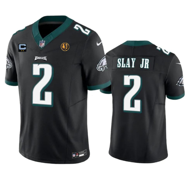 Personalized Men’s Philadelphia Eagles #2 Darius Slay JR Black 2023 F.U.S.E. With 2-Star C Patch And John Madden Patch Limited Stitched Football Jersey