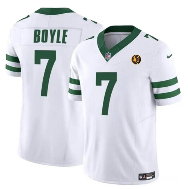 Personalized Men’s New York Jets #7 Tim Boyle White 2023 F.U.S.E. Throwback With John Madden Patch Limited Stitched Football Jersey