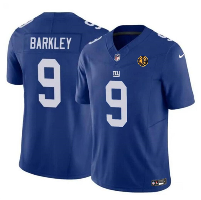 Personalized Men’s New York Giants #9 Matt Barkley Blue 2023 F.U.S.E. With John Madden Patch Limited Stitched Football Jersey