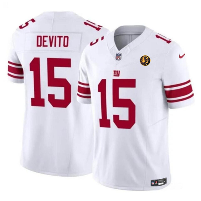 Personalized Men’s New York Giants #15 Tommy DeVito White 2023 F.U.S.E. With John Madden Patch Limited Stitched Football Jersey