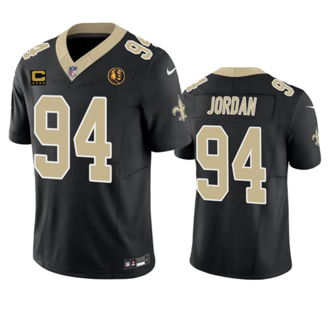 Personalized Men’s New Orleans Saints #94 Cameron Jordan Black 2023 F.U.S.E. With 4-Star C Patch And John Madden Patch Limited Stitched Football Jersey