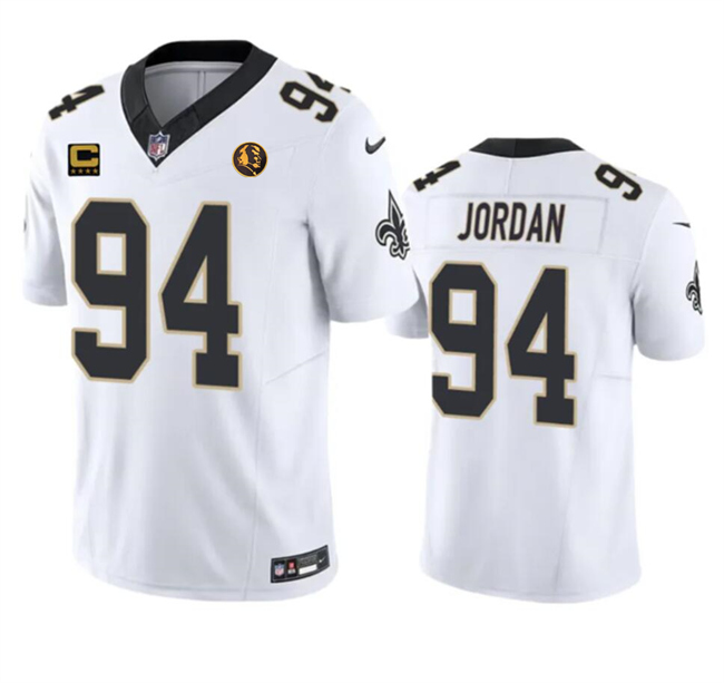 Personalized Men’s New Orleans Saints #94 Cameron Jordan White 2023 F.U.S.E. With 4-Star C Patch And John Madden Patch Limited Stitched Football Jersey