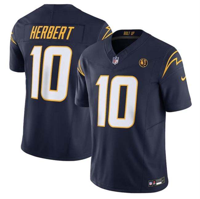 Personalized Men’s Los Angeles Chargers #10 Justin Herbert Navy 2023 F.U.S.E. With John Madden Patch Limited Stitched Football Jersey