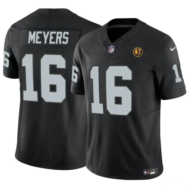 Personalized Men’s Las Vegas Raiders #16 Jakobi Meyers Black 2023 F.U.S.E. With John Madden Patch Limited Stitched Football Jersey