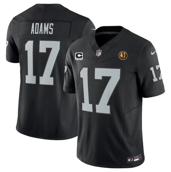 Personalized Men’s Las Vegas Raiders #17 Davante Adams Black 2023 F.U.S.E. With 4-Star C Patch And John Madden Patch Limited Stitched Football Jersey