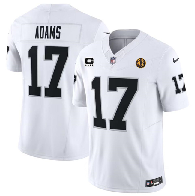 Personalized Men’s Las Vegas Raiders #17 Davante Adams White 2023 F.U.S.E. With 4-Star C Patch And John Madden Patch Limited Stitched Football Jersey