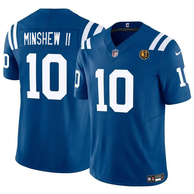 Personalized Men’s Indianapolis Colts #10 Gardner Minshew Blue 2023 F.U.S.E. With John Madden Patch Limited Stitched Football Jersey