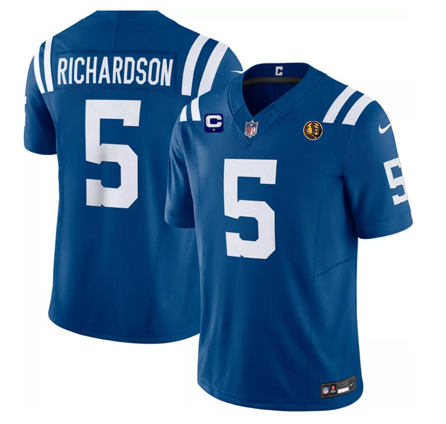 Personalized Men’s Indianapolis Colts #5 Anthony Richardson Blue 2023 F.U.S.E. 1-Star C Patch And With John Madden Patch Limited Stitched Football Jersey