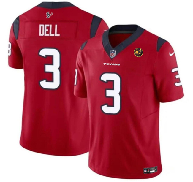 Personalized Men’s Houston Texans #3 Tank Dell Red 2023 F.U.S.E. With John Madden Patch Limited Stitched Football Jersey