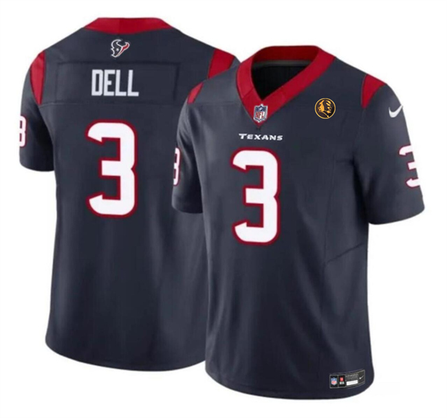 Personalized Men’s Houston Texans #3 Tank Dell Navy 2023 F.U.S.E. With John Madden Patch Limited Stitched Football Jersey