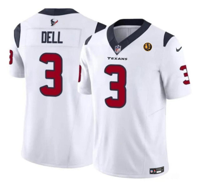 Personalized Men’s Houston Texans #3 Tank Dell White 2023 F.U.S.E. With John Madden Patch Limited Stitched Football Jersey